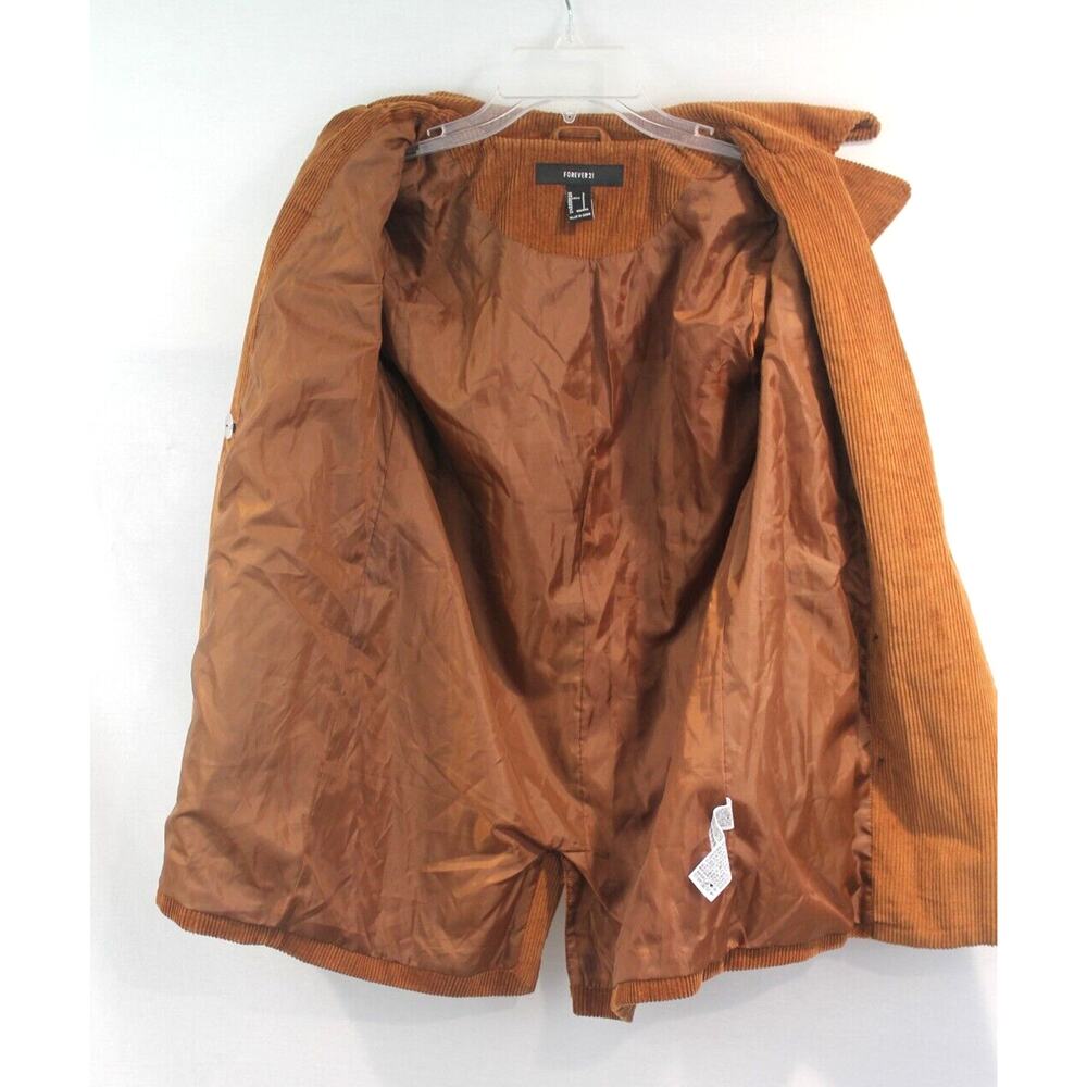 Forever 21 Corduroy Peacoat Womens size S Brown Line Double Breasted Pockets - Picture 6 of 9